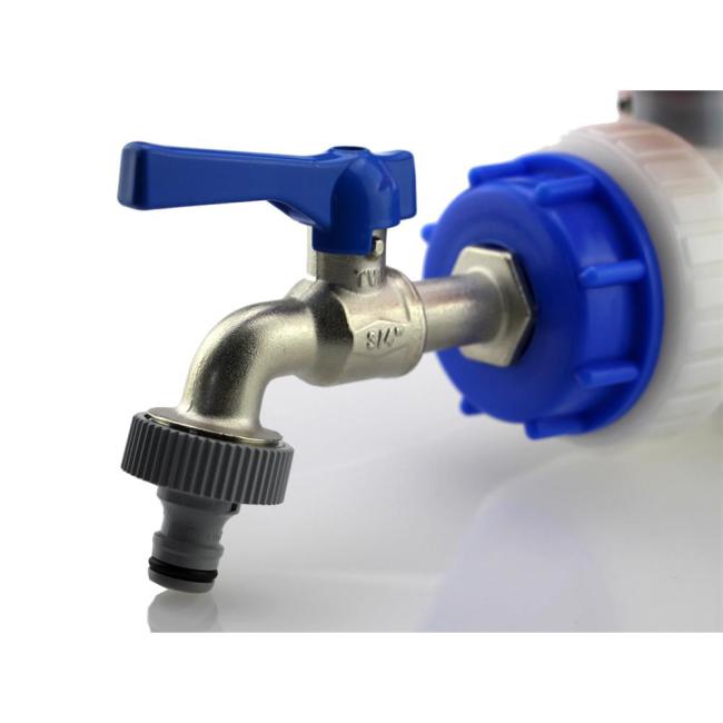 IBC S60x6 Kappe mit Kugelauslaufhahn 3/4 + Schlauchschnellverschluss