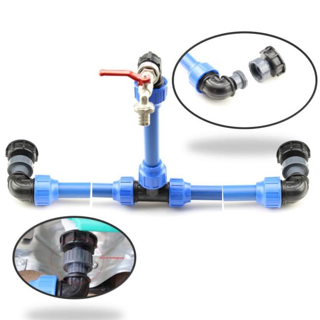 PRO-Serie-IBC Schwanenhals mit 3/4 Auslauf PE 32 incl. 2 Tankverbindungen Anschluss S60x6