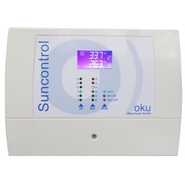 Suncontrol Differenztemperaturregler komplett mit 2 Fühlern PT 1000 & Tauchhülse von OKU