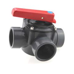 3-Scheiben PVC Zylinderhahn Anschluss D50/d63, 3-Wege-PVC Kugelhahn
