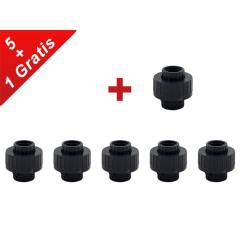 6 Stück PVC Kupplung 3 teilig Ø50 beidseitig Klebemuffe lösbare Kupplung