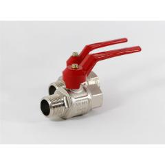 Messing Kugelhahn AG-IG Hebelgriff rot