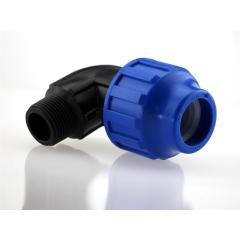 PE Winkel 90° PE-AG Klemmverbinder Fitting PN 16 DVGW