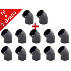 SPARSET 12x PVC Winkel 45 ° Ø32 beidseitige Klebemuffe